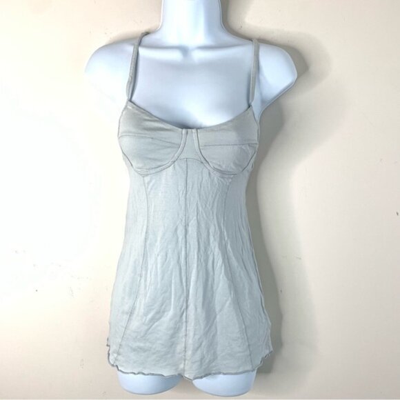 Aritzia Wilfred Bustier Corset Tank Top Pale Blue Gray Cotton Sleeveless Small - Picture 12 of 15